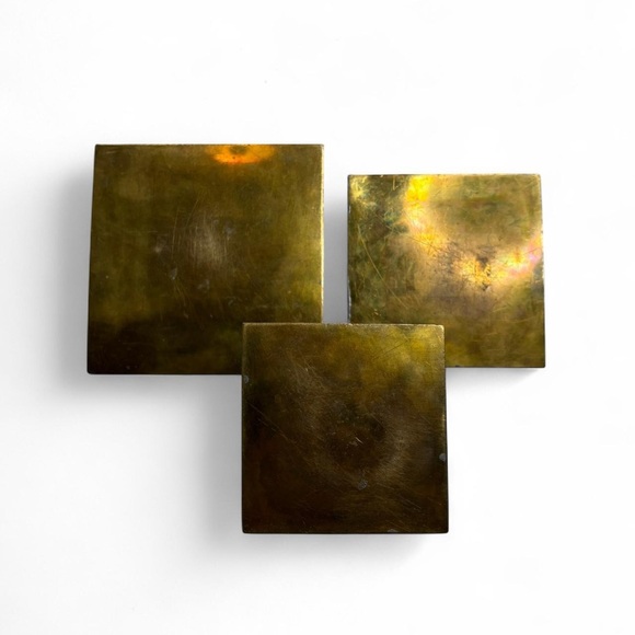 Set Of 3 Vintage Brass Egyptian Pyramids - Picture 5 of 11